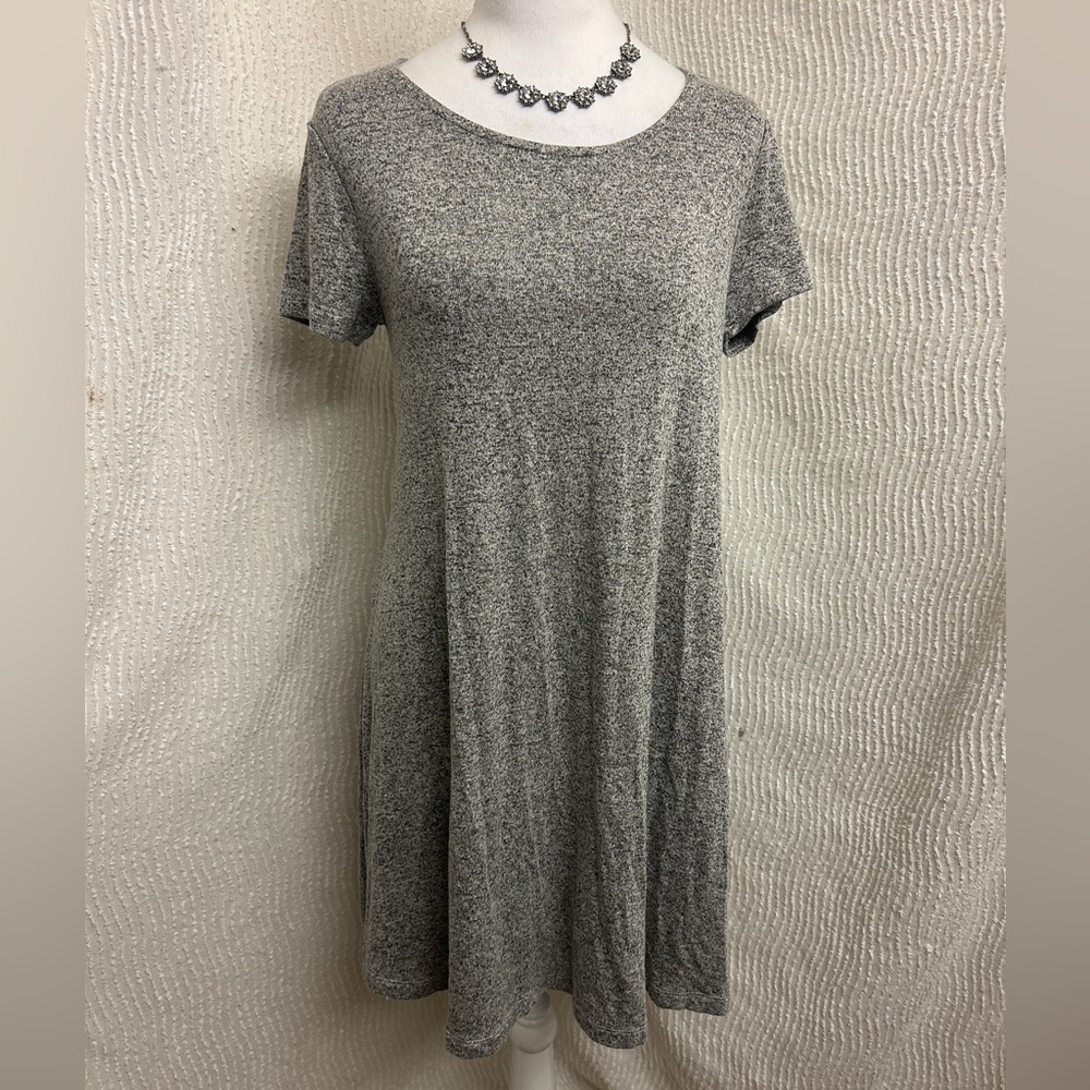 Old Navy Swing Dress Small Heather Grey Black Comfy Lightweight Summer Casual